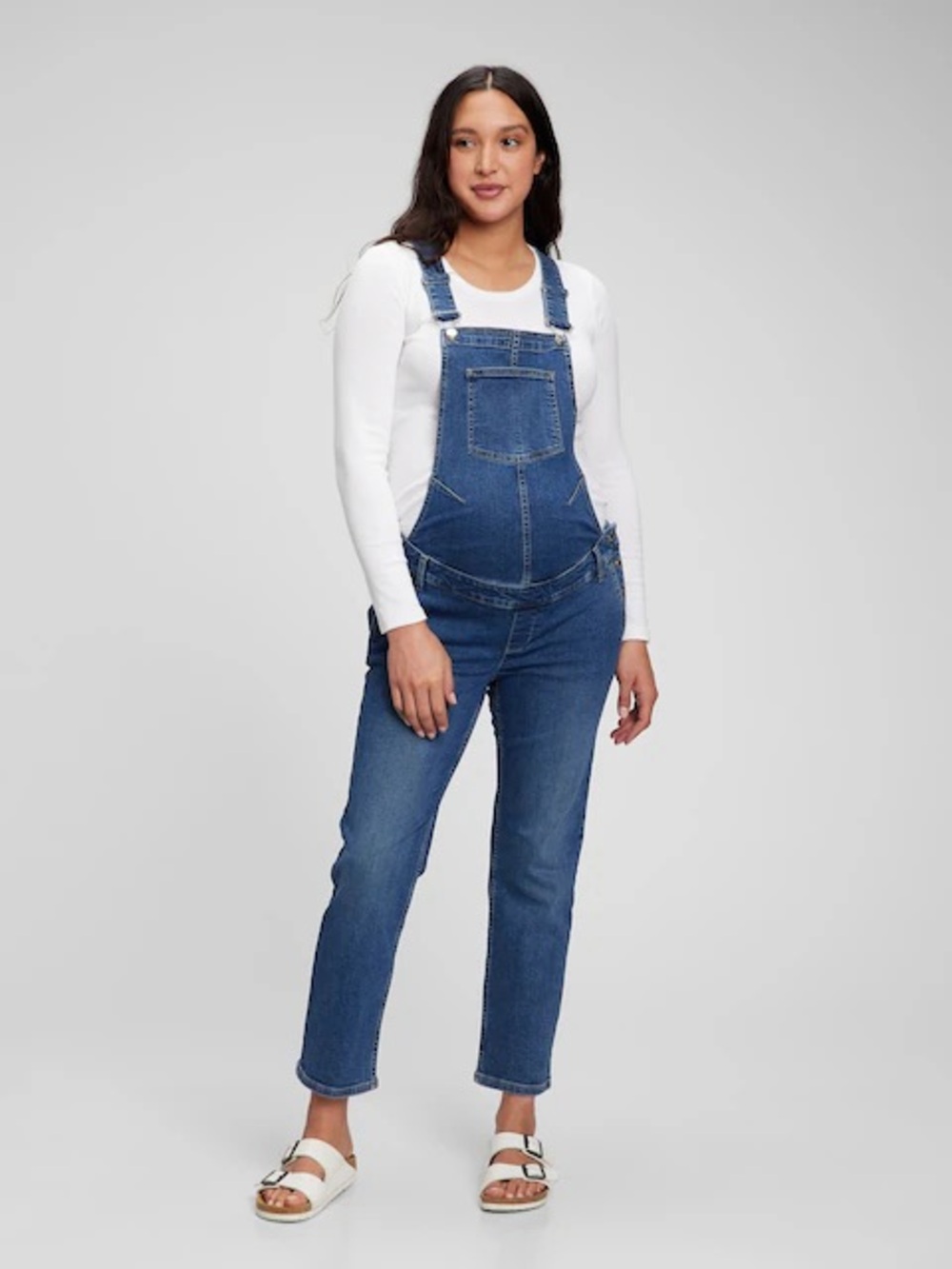 Gap Maternity Denim Overalls in Medium Blue Wash, Size Large